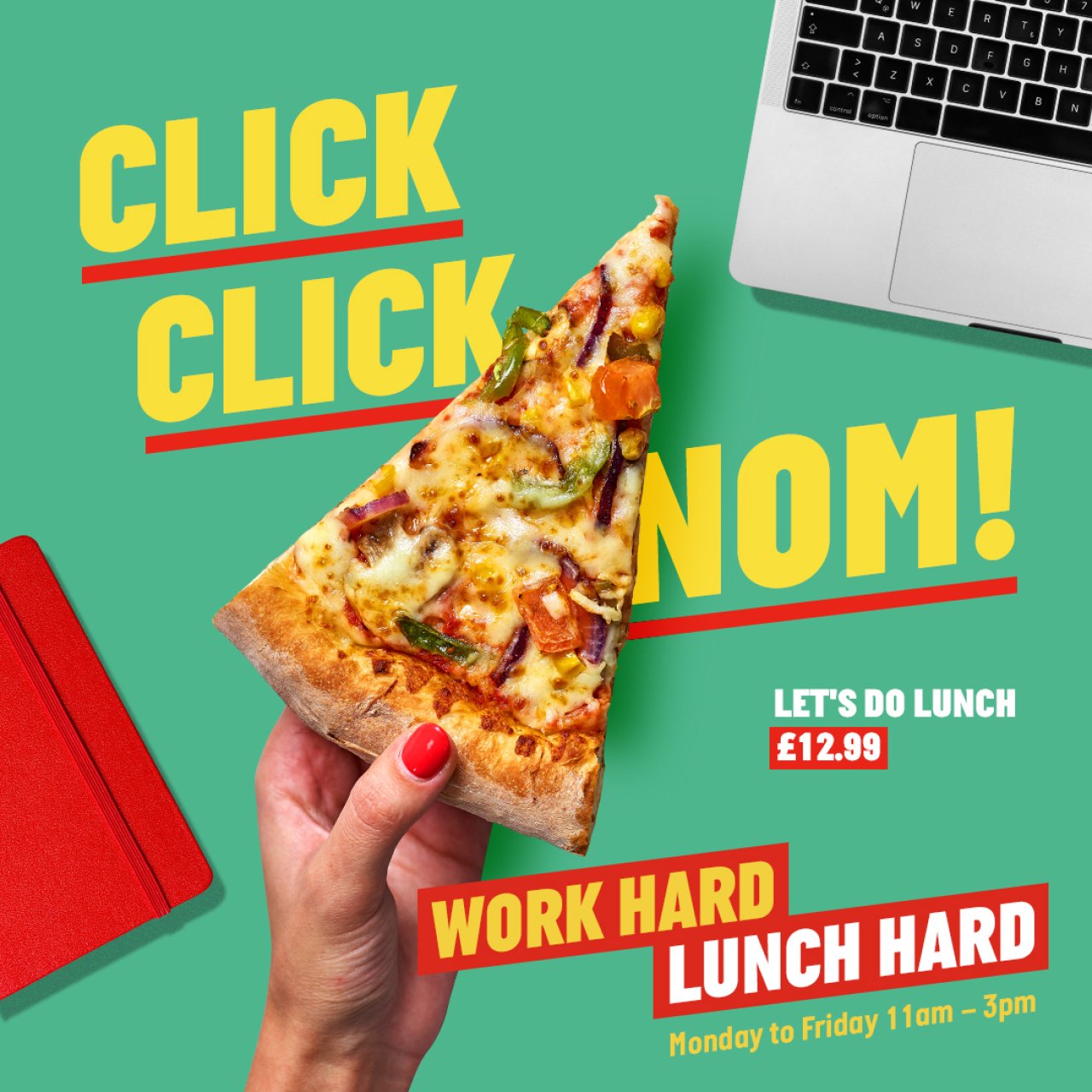 Social media graphic advertising pizza.